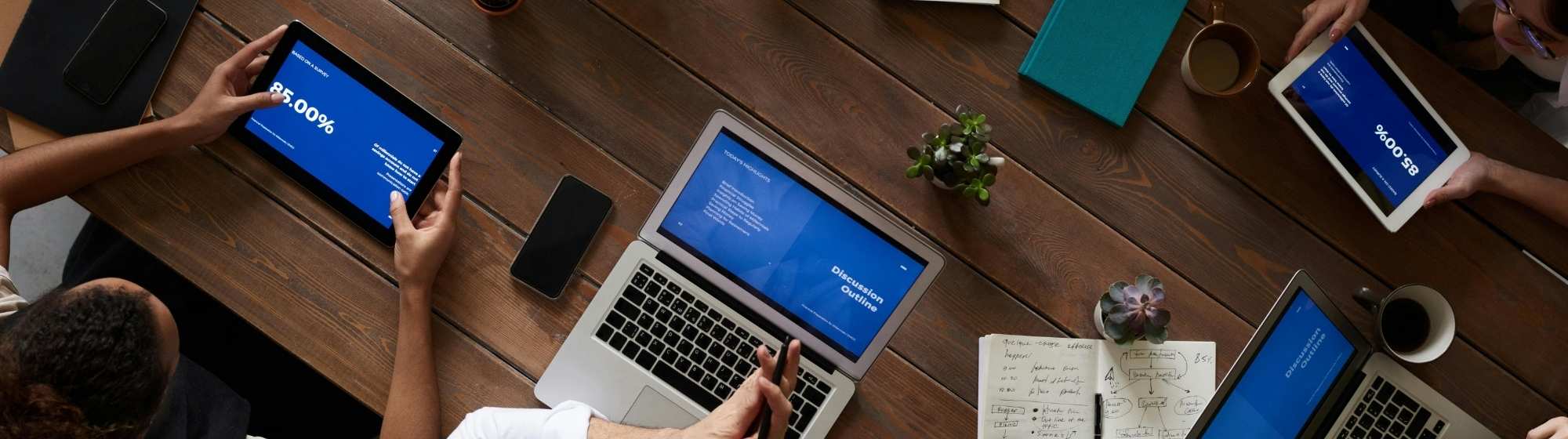 Laptops in a meeting room