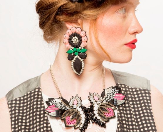 bijou-createur Collier plastron fantaisie réalisé avec des perles et ornements créatifs