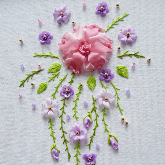 Ribbon embroidery by Carole Magne