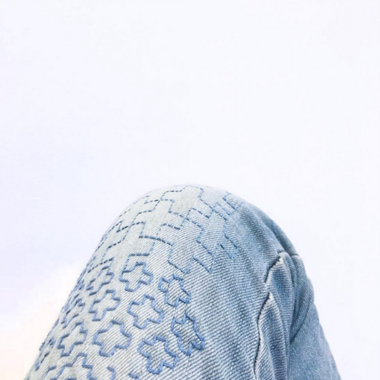 Sashiko embroidery on jeans