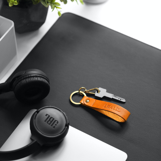 Personalised leather key ring