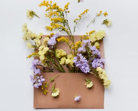 Envelope containing dried flowers