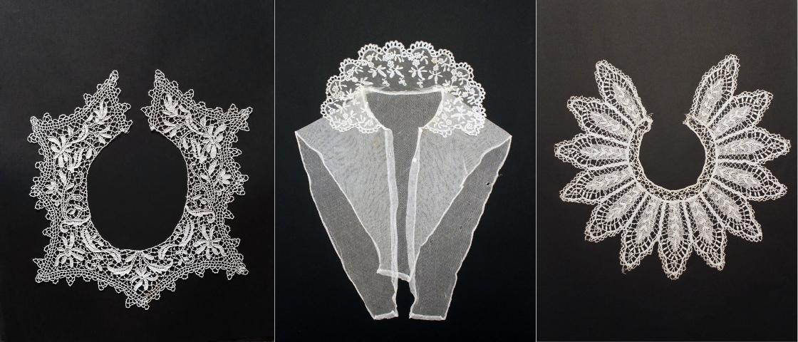 Cols en dentelle finement réalisés, motifs variés