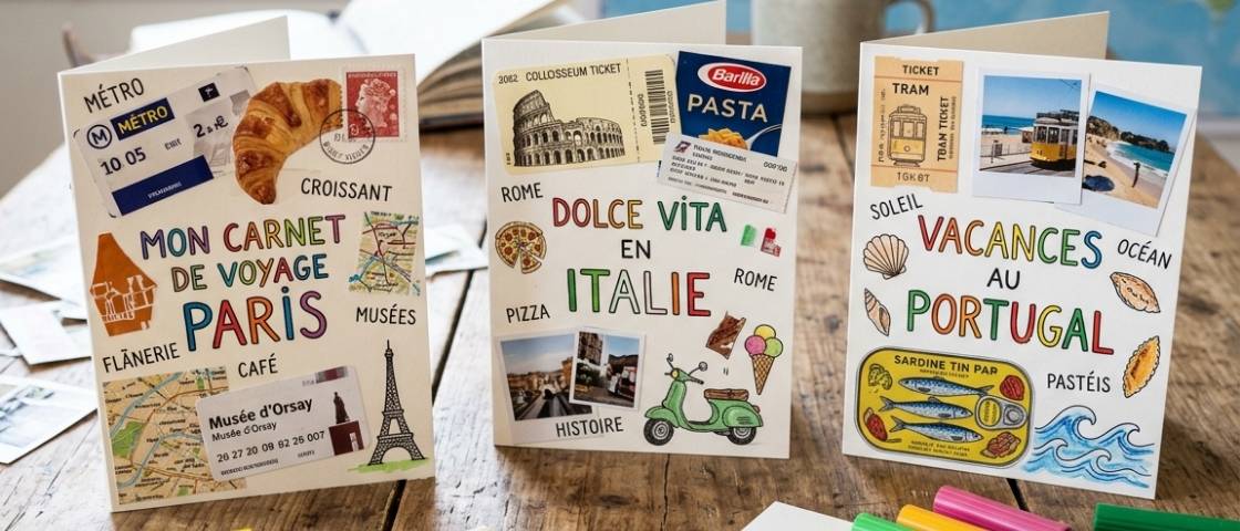 Cartes postales créatives illustrant différents pays et voyages