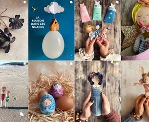 Overview of a creative workshop with a range of colourful objects and craft activities for children.