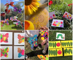 Colourful spring crafts with children by Les Petites Frimousses.