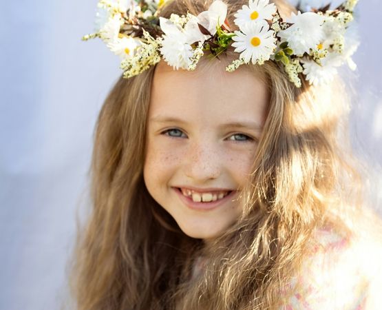 little girl flower crown country wedding procession outfit child bohemian style
