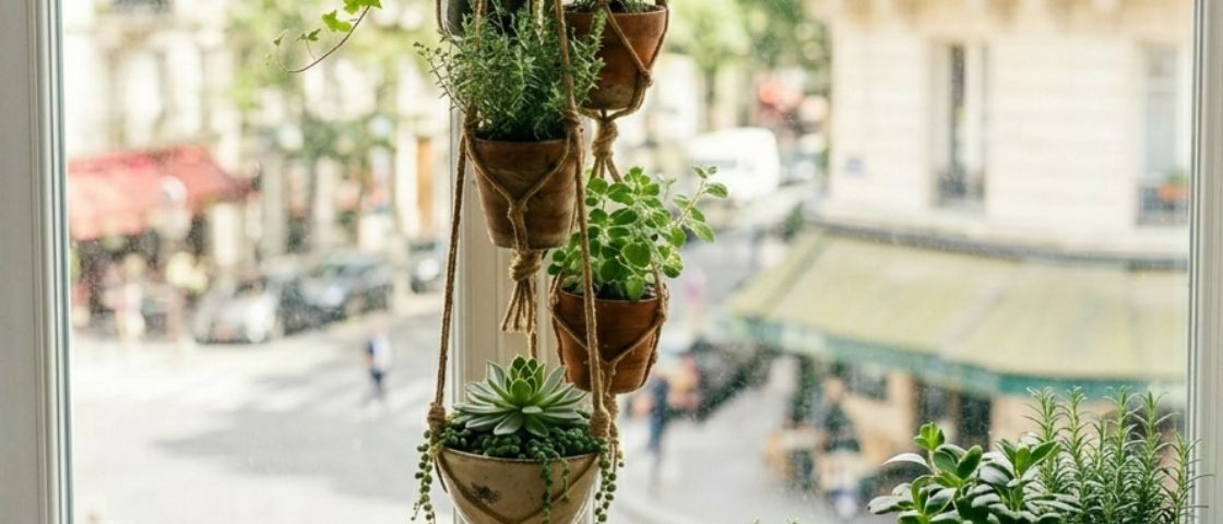 Jardin suspendu avec plantes et lumière naturelle