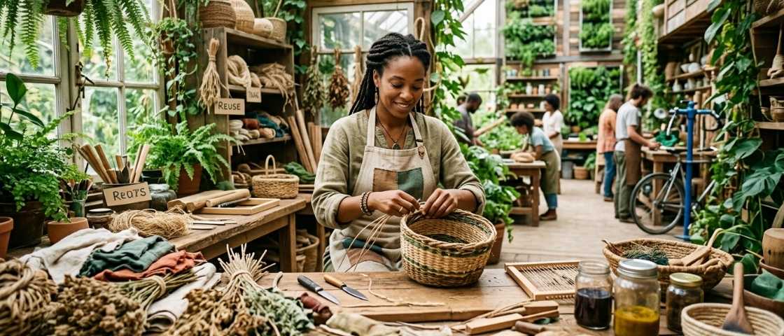 Personne travaillant sur artisanat écoresponsable