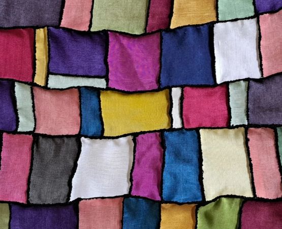 Carrés de tissus colorées