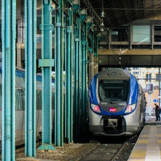 Train stopped at a station