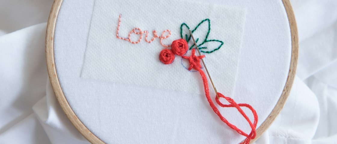 DIY t-shirt embroidery love