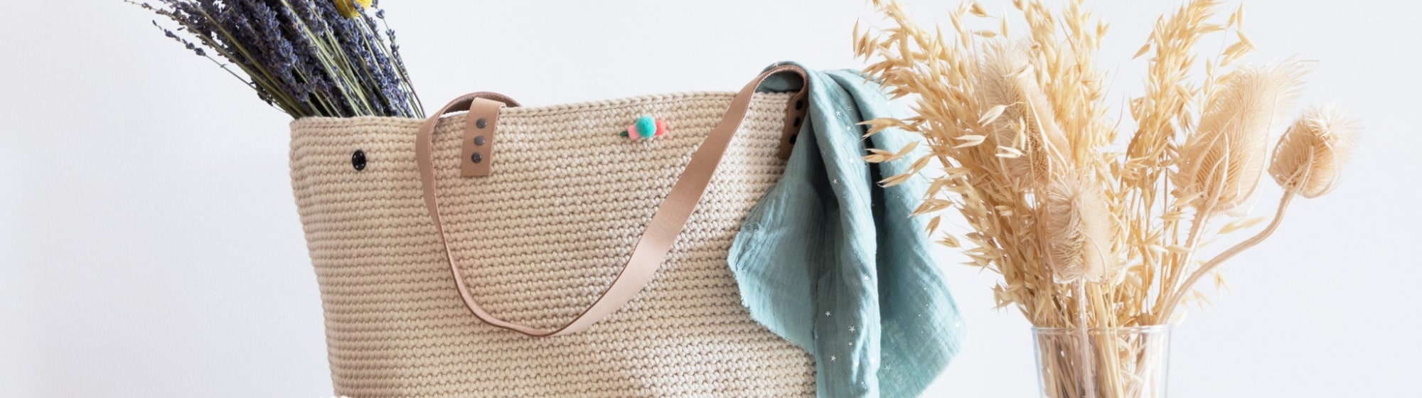 Handmade crochet beach bag 