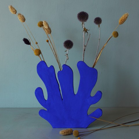 Etape finale du tuto vase en forme corail bleu