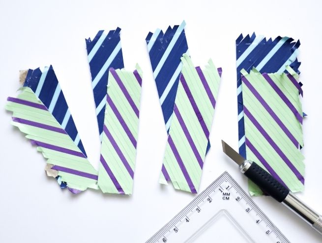 Graphic shapes cut from coloured paper for an artistic DIY project