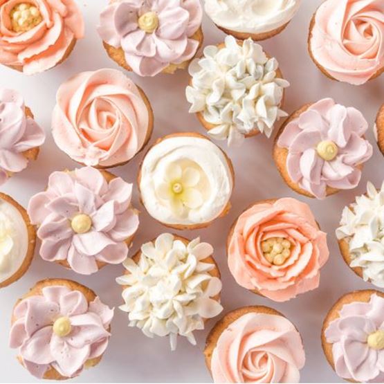 Cupcake fleurs roses