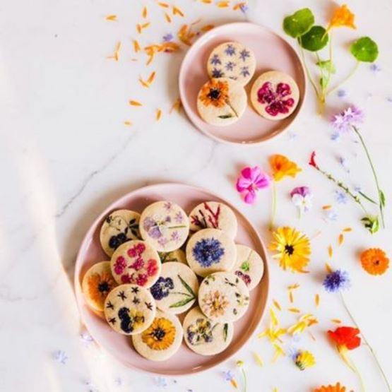 Gateaux créatifs fleurs comestibles colorées