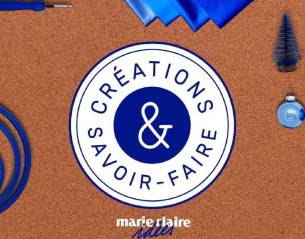  Logo Créations & savoir-faire bleu sur fond orange