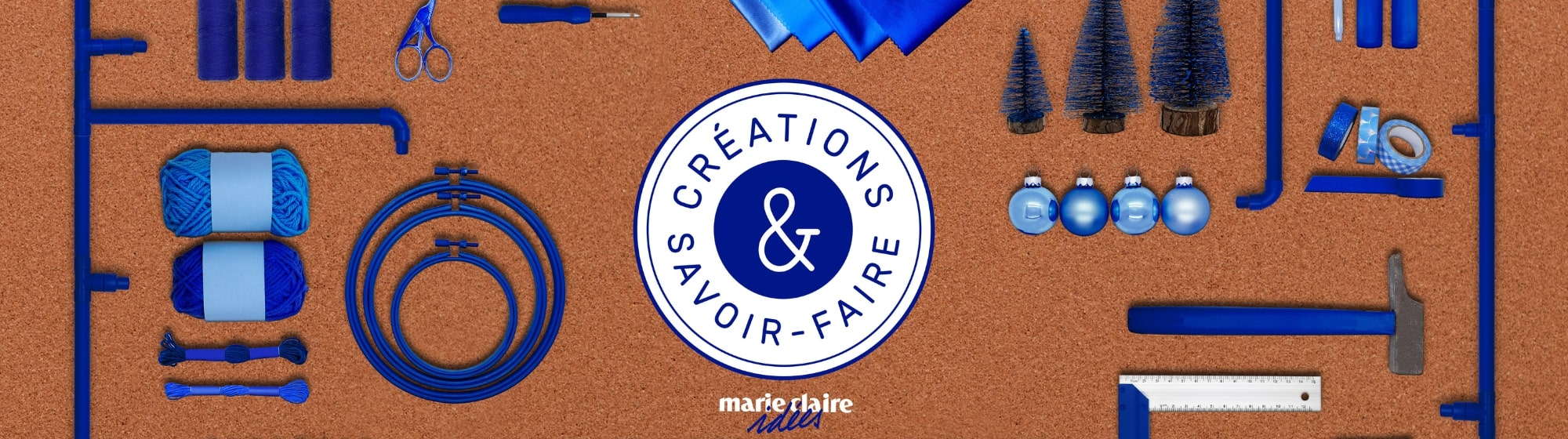  Logo Créations & savoir-faire bleu sur fond orange